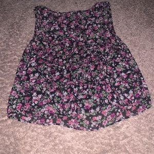 Floral mesh blouse with ruffles